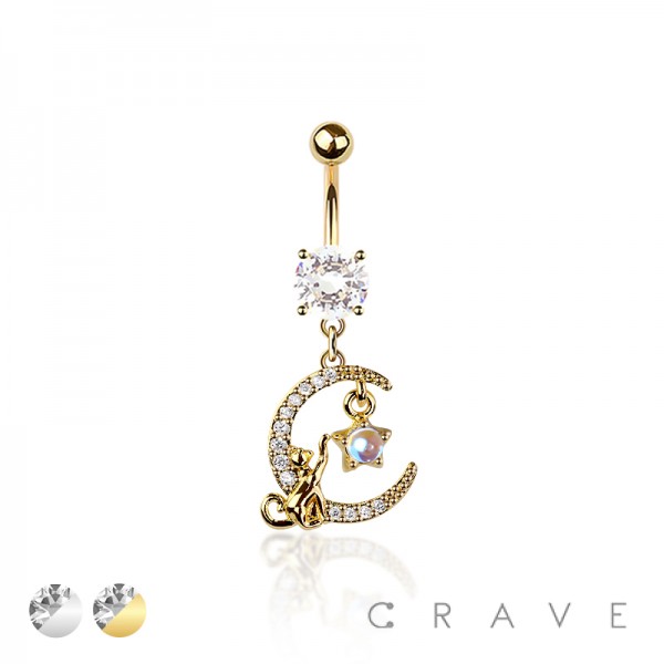 316L SURGICAL STEEL MULTI CZ MOON CAT STAR BELLY BUTTON NAVEL RING 316L SURGICAL STEEL MULTI CZ MOON CAT STAR BELLY BUTTON NAVEL RING